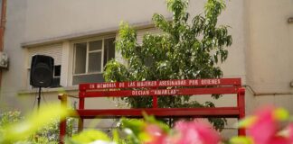 Inauguraron Banco Rojo y Patio de las Mujeres y Diversidades en el Blas Dubarry