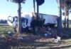 Un camión se incrustó contra un árbol en la Autopista 5
