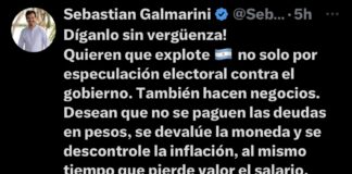 Declaraciones de Sebastián Galmarini en Twitter