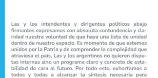 Ustarroz e intendentes de la Primera Sección piden por una lista única