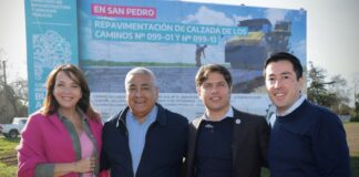 Kicillof y Salazar recorrieron los avances de las obras de repavimentación de la ruta provincial 1.001