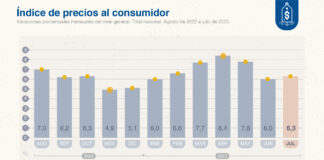 La inflación de julio fue del 6,3% y la internual escaló a 113,4%