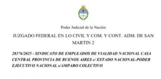 Una cautelar suspende el decreto que disuelve a Vialidad Nacional