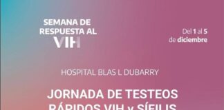 Semana de la prevención: El Dubarry realizará testeos rápidos y gratuitos de VIH y Sífilis