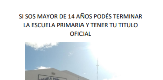 SI SOS MAYOR DE 14 AÑOS PODÉS TERMINAR LA ESCUELA PRIMARIA Y TENER TU TITULO OFICIAL