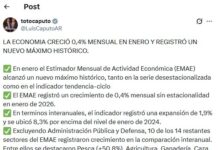 La actividad económica creció 0,4% en enero