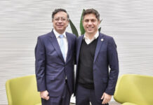 Kicillof se reunió con el presidente Gustavo Petro y la vice del Parlamento Europeo, Katarina Barley