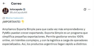 Amplían el Programa Exportar Simple para PyMEs: Caputo anunció detalles