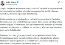Alonso apuntó contra Jorge Macri por el «muro contra la barbarie»