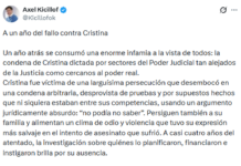 Kicillof: “CFK es inocente y continúa injustamente detenida”