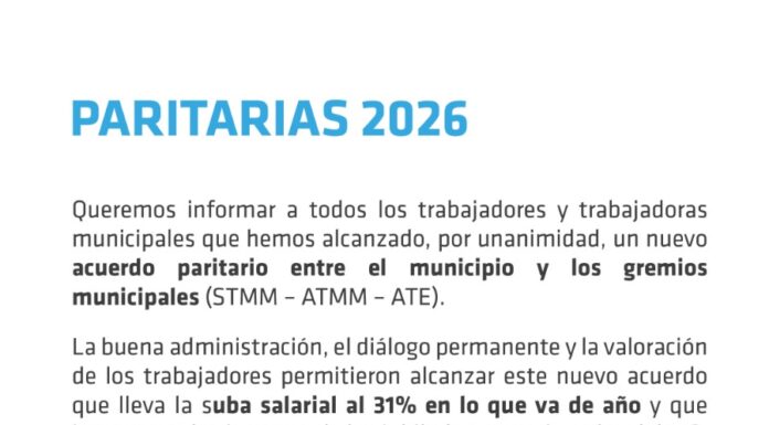 Municipales: acordaron el 6% de aumento a partir de octubre