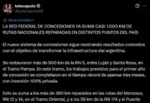 El Gobierno anunció la reparación de más de 1.000 kilómetros de rutas nacionales