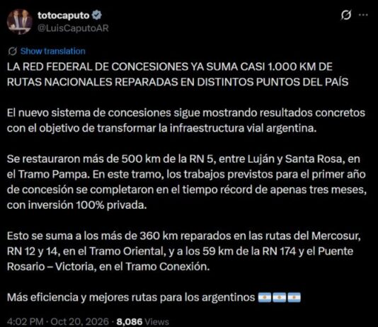 El Gobierno anunció la reparación de más de 1.000 kilómetros de rutas nacionales
